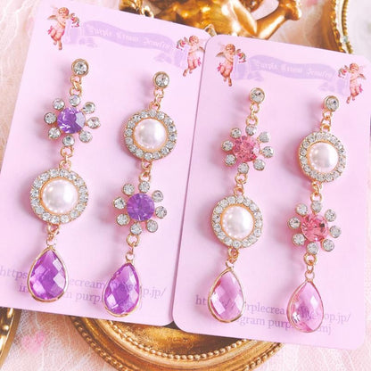 Purple Cream P120 ビジューパール ピアス