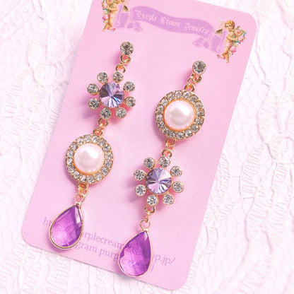 Purple Cream P120 ビジューパール ピアス