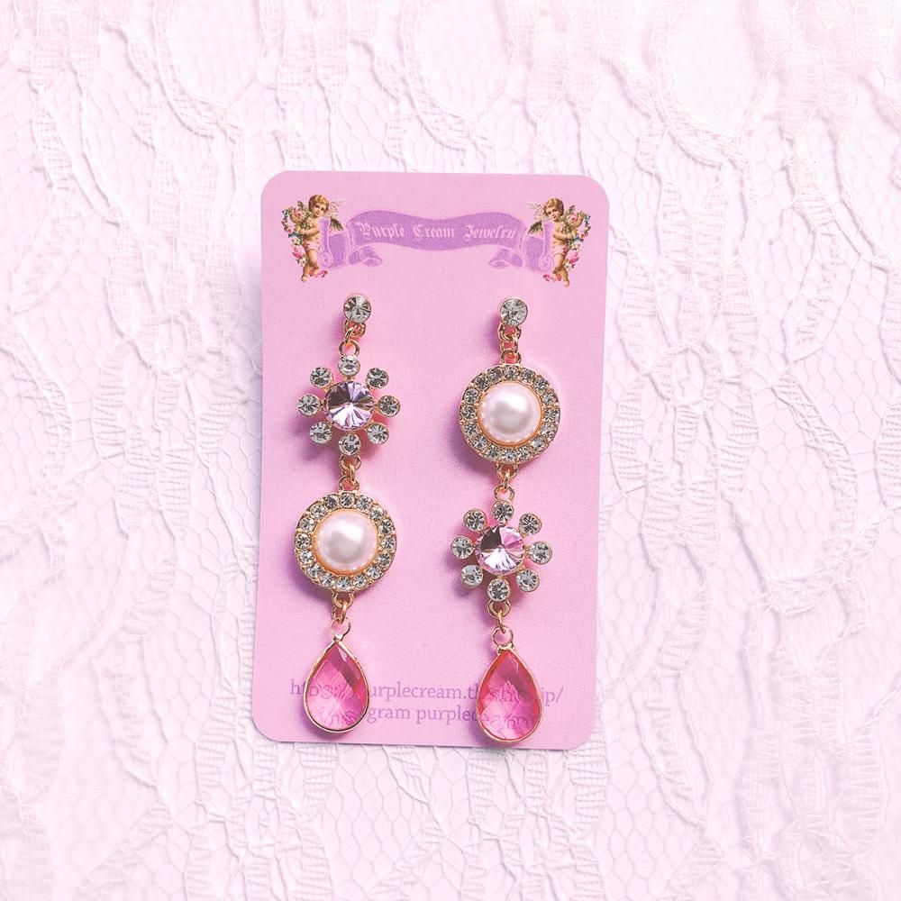 Purple Cream P120 ビジューパール ピアス