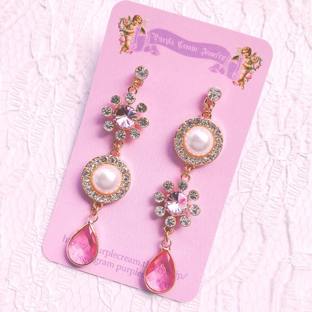 Purple Cream P120 ビジューパール ピアス
