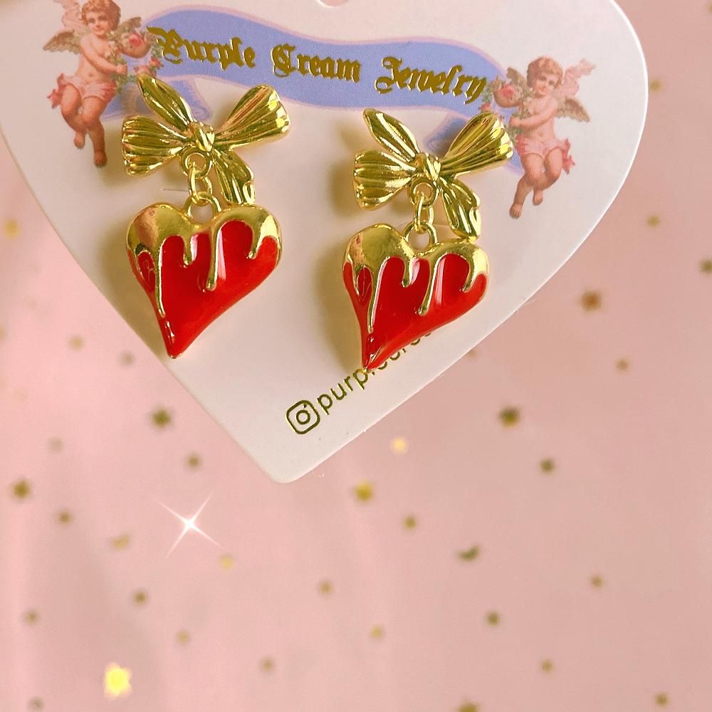 Purple Cream P1012 とろけるハート ピアス