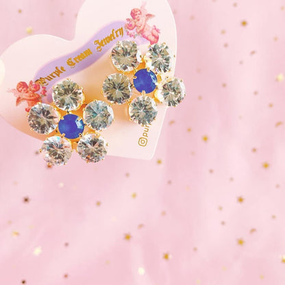Purple Cream P866 ビジュー フラワー ピアス