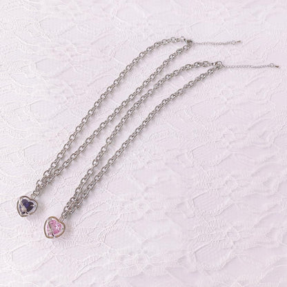 Purple Cream P961 ハートフレーム ネックレス ピアス リング セット