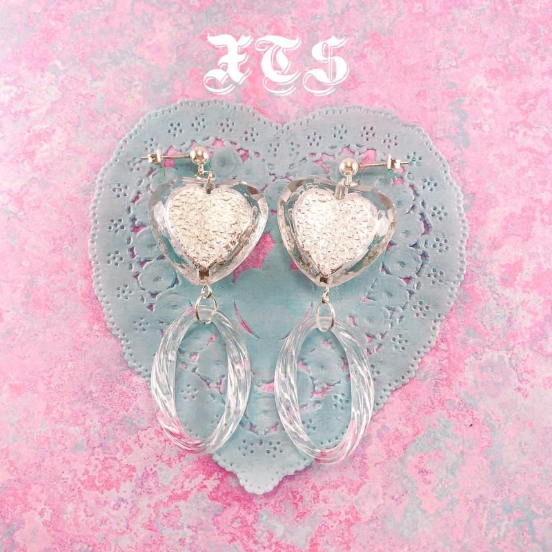 XTS クリアハート リング ピアス