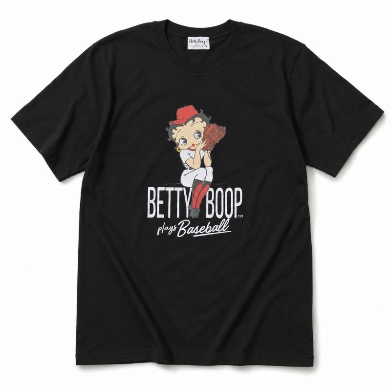 BETTY BOOP ベティちゃん プリント Tシャツ BLACK