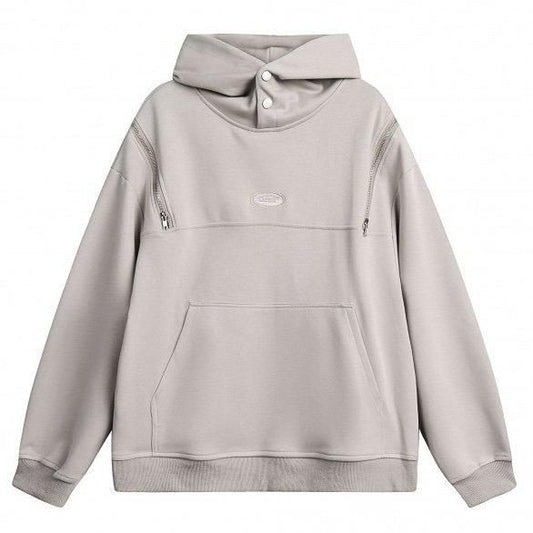 ダブルジッパー プルオーバー パーカー フーディー GRAY