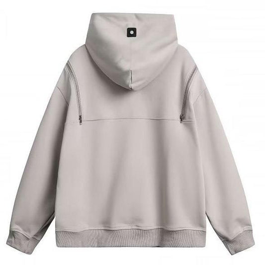 ダブルジッパー プルオーバー パーカー フーディー GRAY