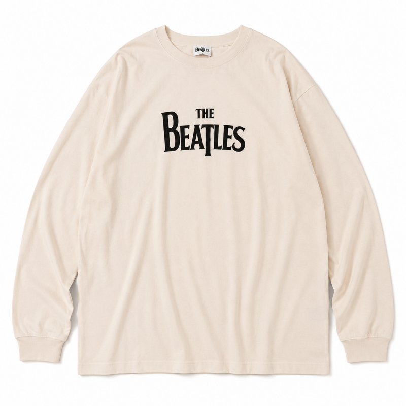 THE BEATLES ビートルズ ピグメント ロゴ ロンT WHITE