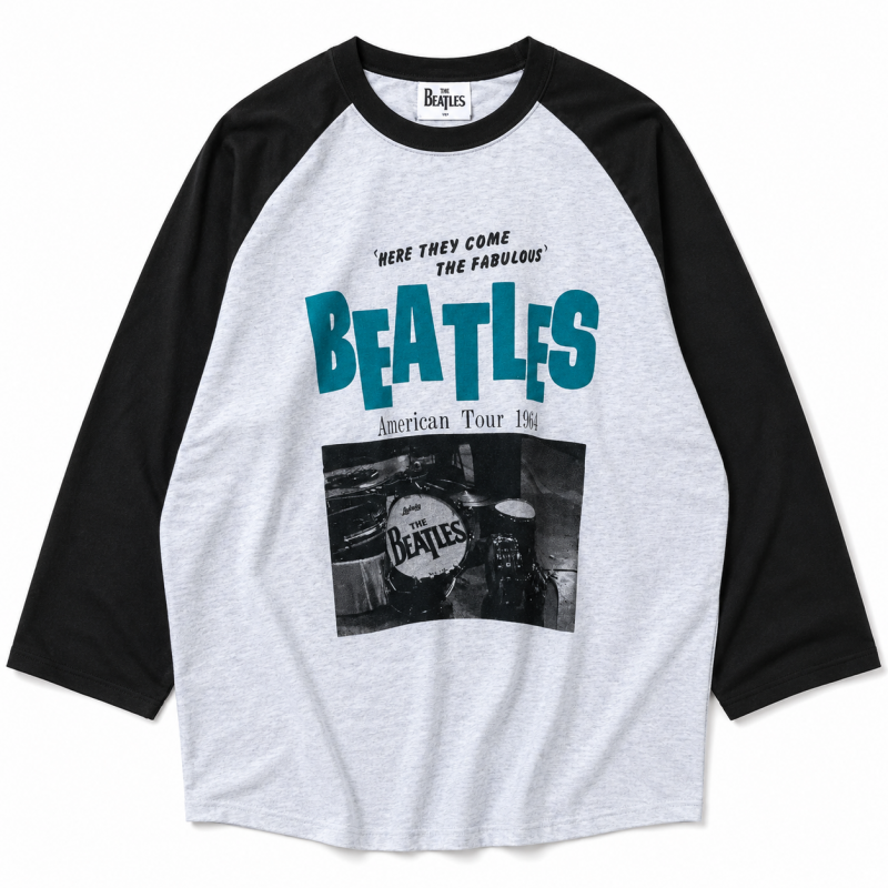 THE BEATLES ビートルズ フォト ラグラン ロンT B