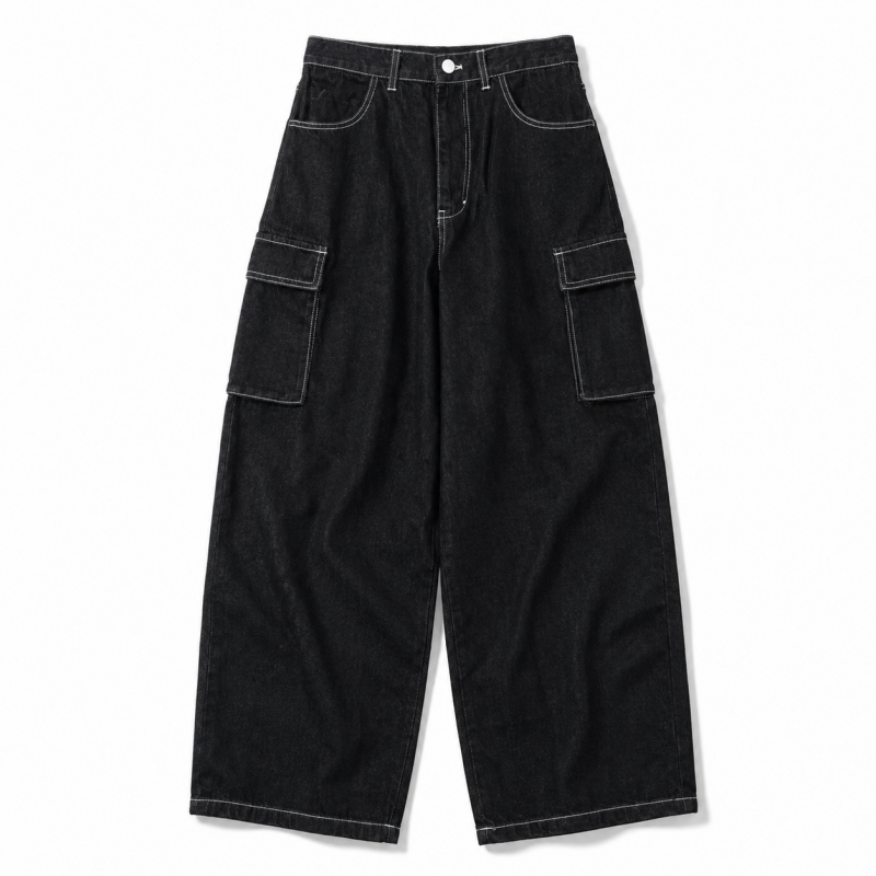 VISION STREET WEAR SKATER PANTS ワイドデニムパンツ BLACK