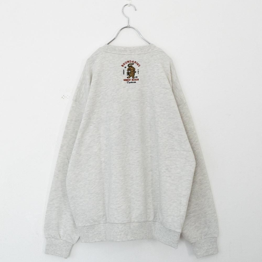 TIGER タイガー刺繍 スウェットトップ KINARI WHITE
