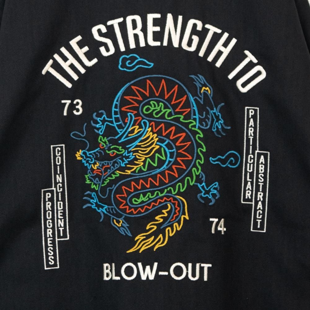DRAGON 龍 刺繍 ジップアップ ブルゾン ジャケット BLACK