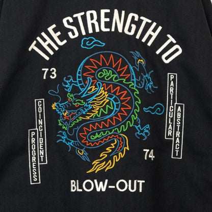 DRAGON 龍 刺繍 ジップアップ ブルゾン ジャケット BLACK