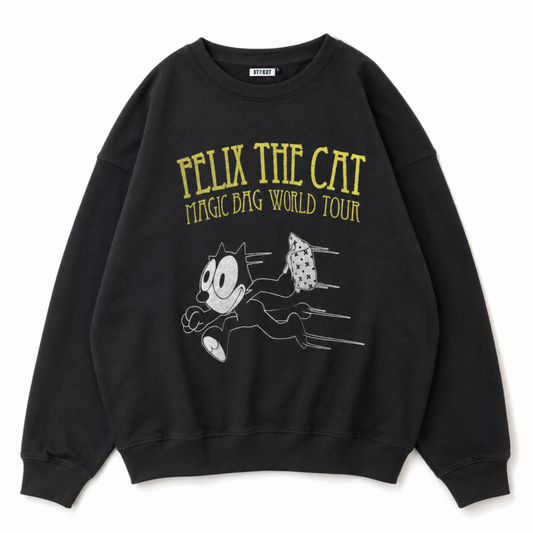 FELIX THE CAT ツアーイラスト スウェットトップ CHARCOAL