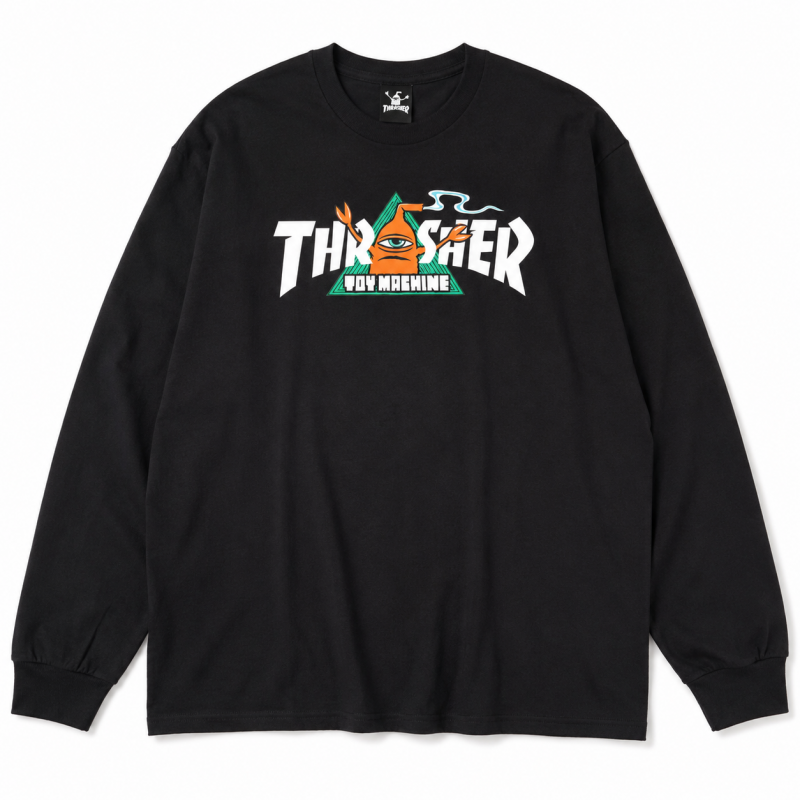 THRASHER x TOY MACHINE 314065 VORTEX 長袖 Tシャツ BLACK