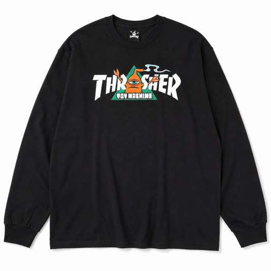 THRASHER x TOY MACHINE 314065 VORTEX 長袖 Tシャツ BLACK