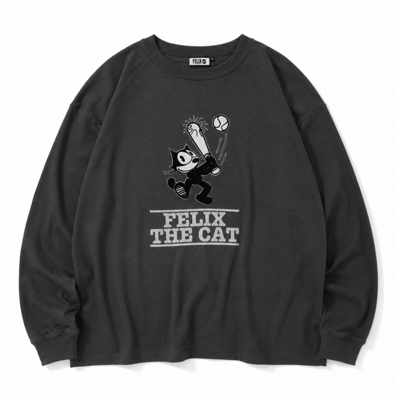 FELIX THE CAT ラグラン フロッキー ロンT CHARCOAL