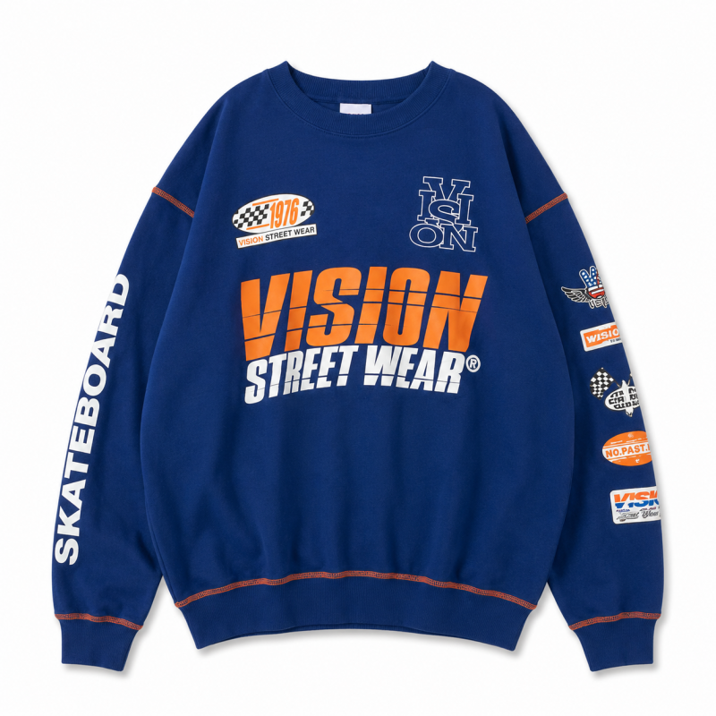 VISION STREET WEAR レーシングロゴスウェット NAVY