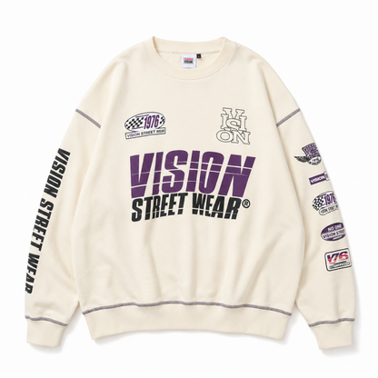 VISION STREET WEAR レーシングロゴスウェット IVORY