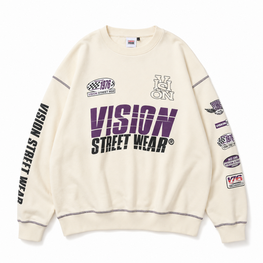 VISION STREET WEAR レーシングロゴスウェット IVORY