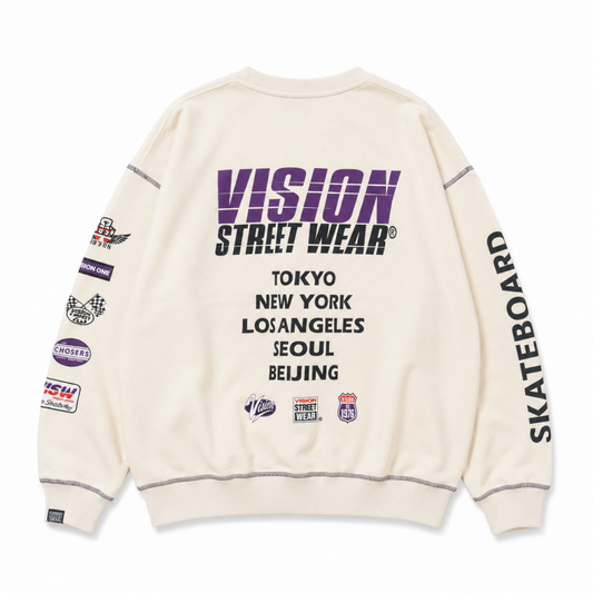 VISION STREET WEAR レーシングロゴスウェット IVORY