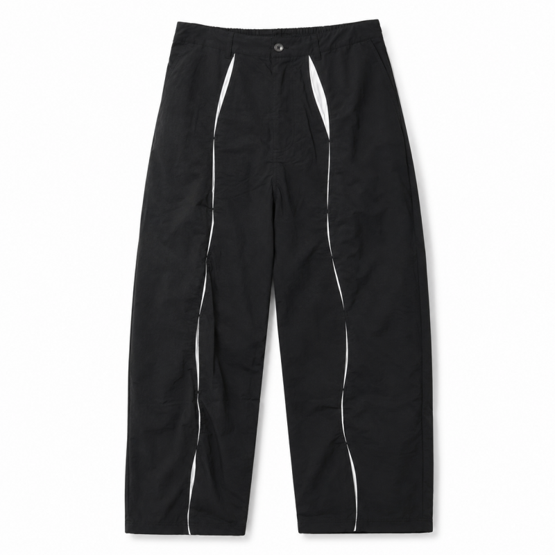 VISION STREET WEAR ナイロンウェーブ切替パンツ BLACK