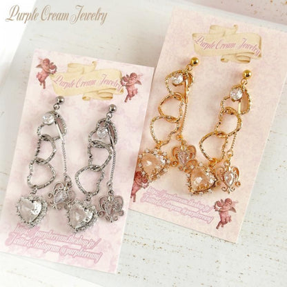 Purple Cream ハートチャームピアス・イヤリング P1725