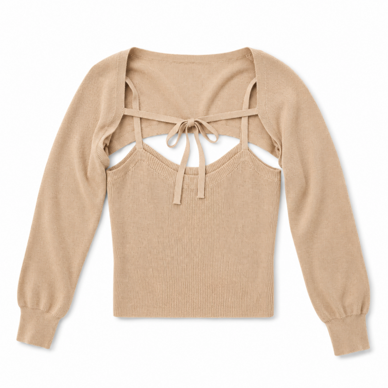 ライトニット ボレロ キャミソール セットアップ BEIGE