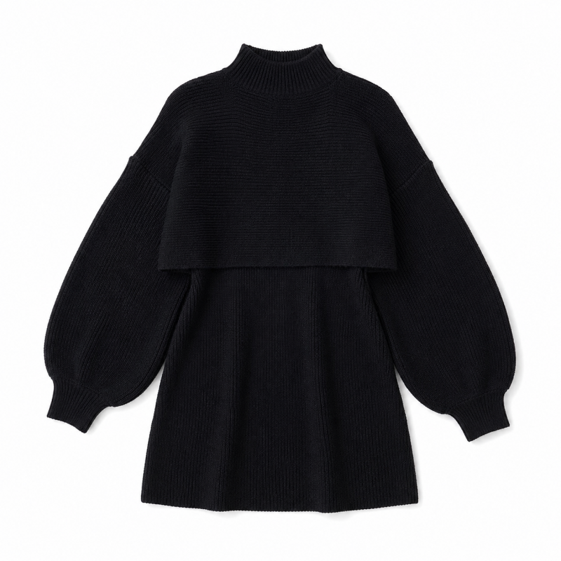ニットセットアップ ミニワンピース BLACK