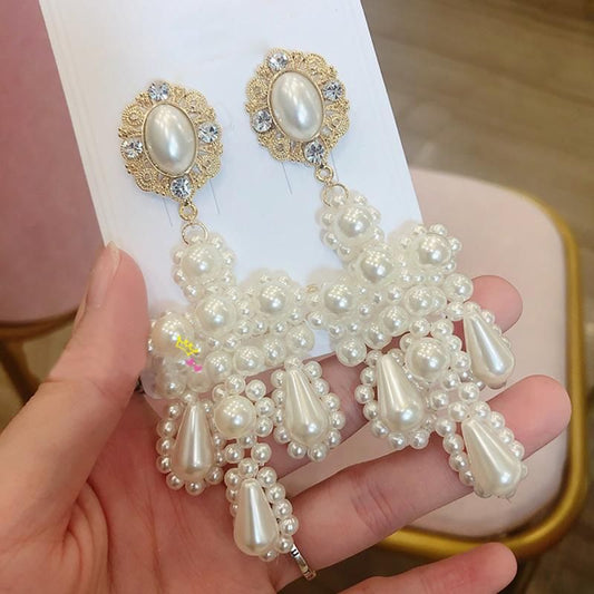 パールモチーフ クロス ピアス