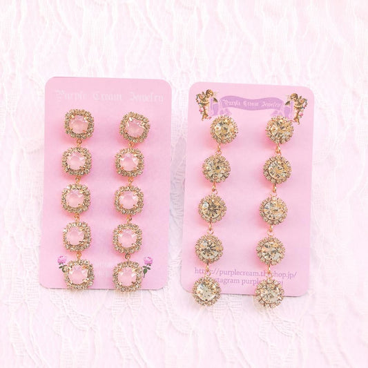 ビジュー ダングル 5連 ピアス