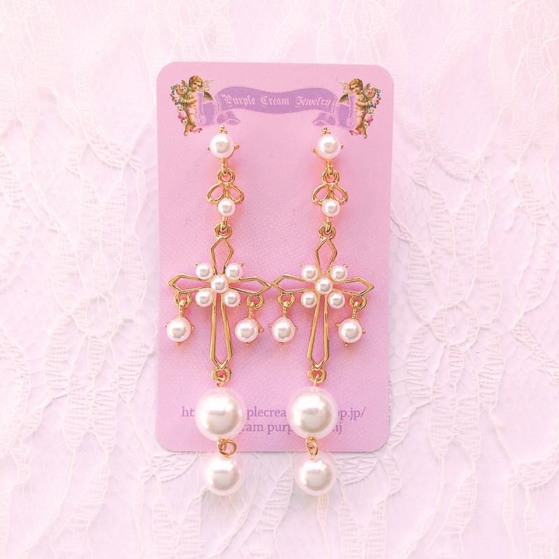 パール クロス ピアス