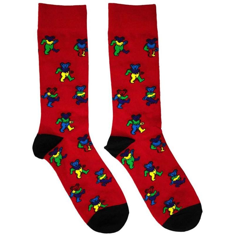 Grateful Dead ユニセックスソックス Dancing Bears (Red)