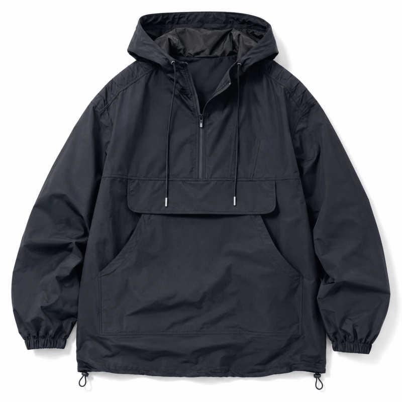 TRUCK 無地 テック ユニセックス プルオーバー ジャケット BLACK