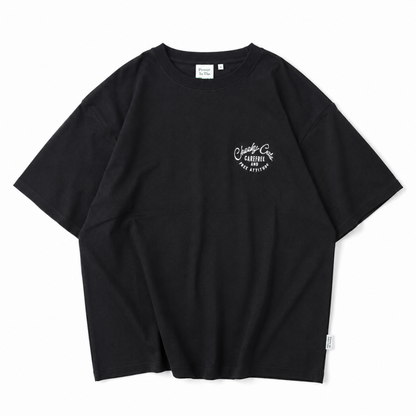 POWER TO THE PEOPLE チルネコ 刺繍 Tシャツ BLACK