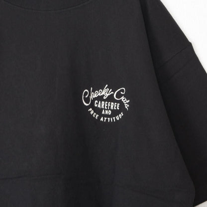 POWER TO THE PEOPLE チルネコ 刺繍 Tシャツ BLACK