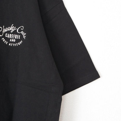 POWER TO THE PEOPLE チルネコ 刺繍 Tシャツ BLACK