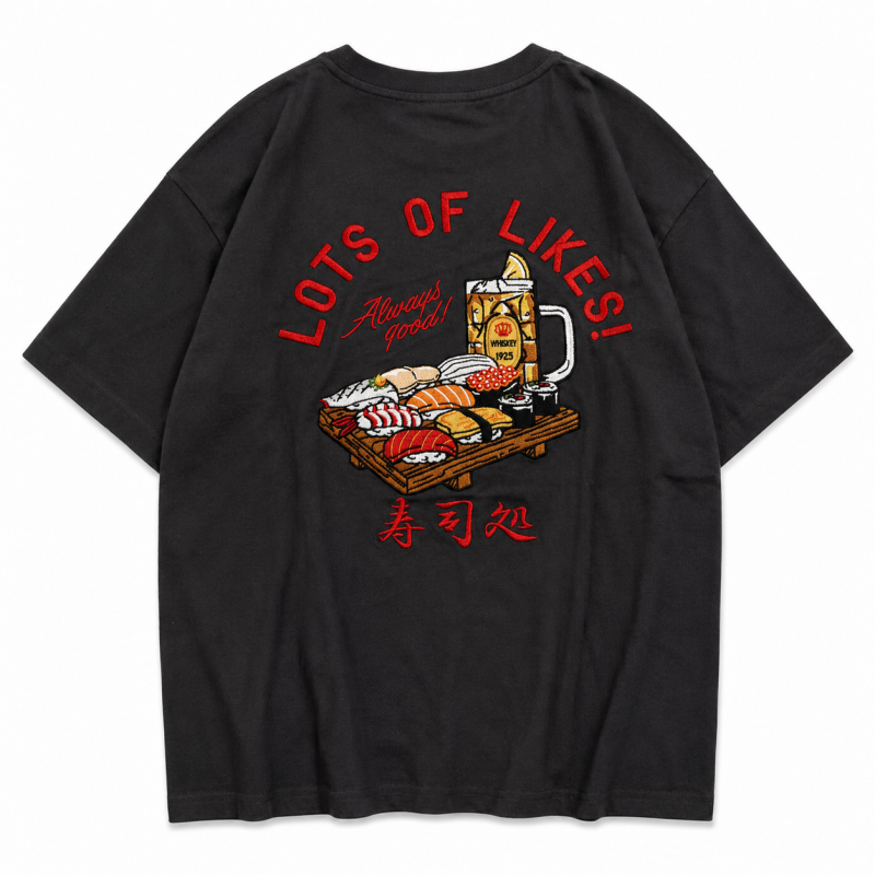 POWER TO THE PEOPLE JAPAN Series 寿司 BACK刺繍 半袖 Tシャツ CHARCOAL