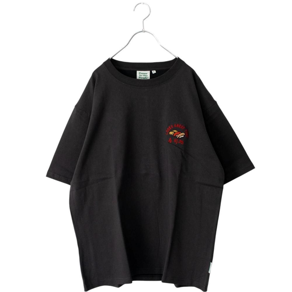 POWER TO THE PEOPLE JAPAN Series 寿司 BACK刺繍 半袖 Tシャツ CHARCOAL
