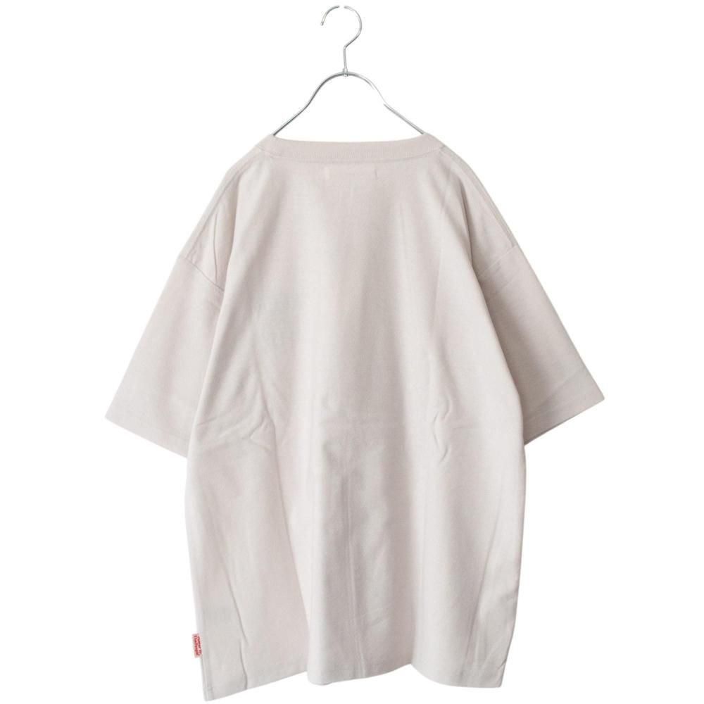 POWER TO THE PEOPLE JAPAN Series 梨地 和柄ワンポイント 刺繍 Tシャツ 招き猫 OFF WHITE