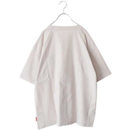 POWER TO THE PEOPLE JAPAN Series 梨地 和柄ワンポイント 刺繍 Tシャツ 招き猫 OFF WHITE