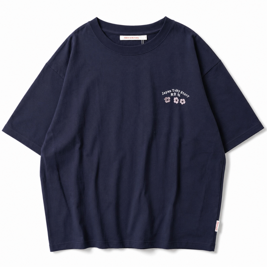 POWER TO THE PEOPLE JAPAN Series DARUMA 刺繍 半袖 Tシャツ NAVY