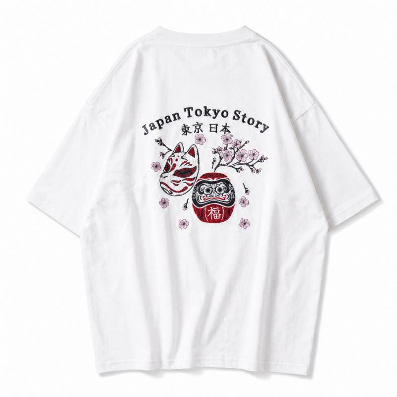 POWER TO THE PEOPLE JAPAN Series DARUMA 刺繍 半袖 Tシャツ WHITE