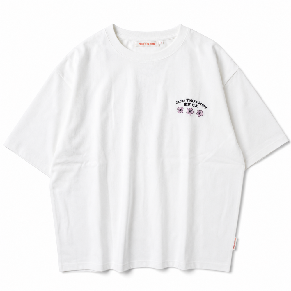 POWER TO THE PEOPLE JAPAN Series DARUMA 刺繍 半袖 Tシャツ WHITE