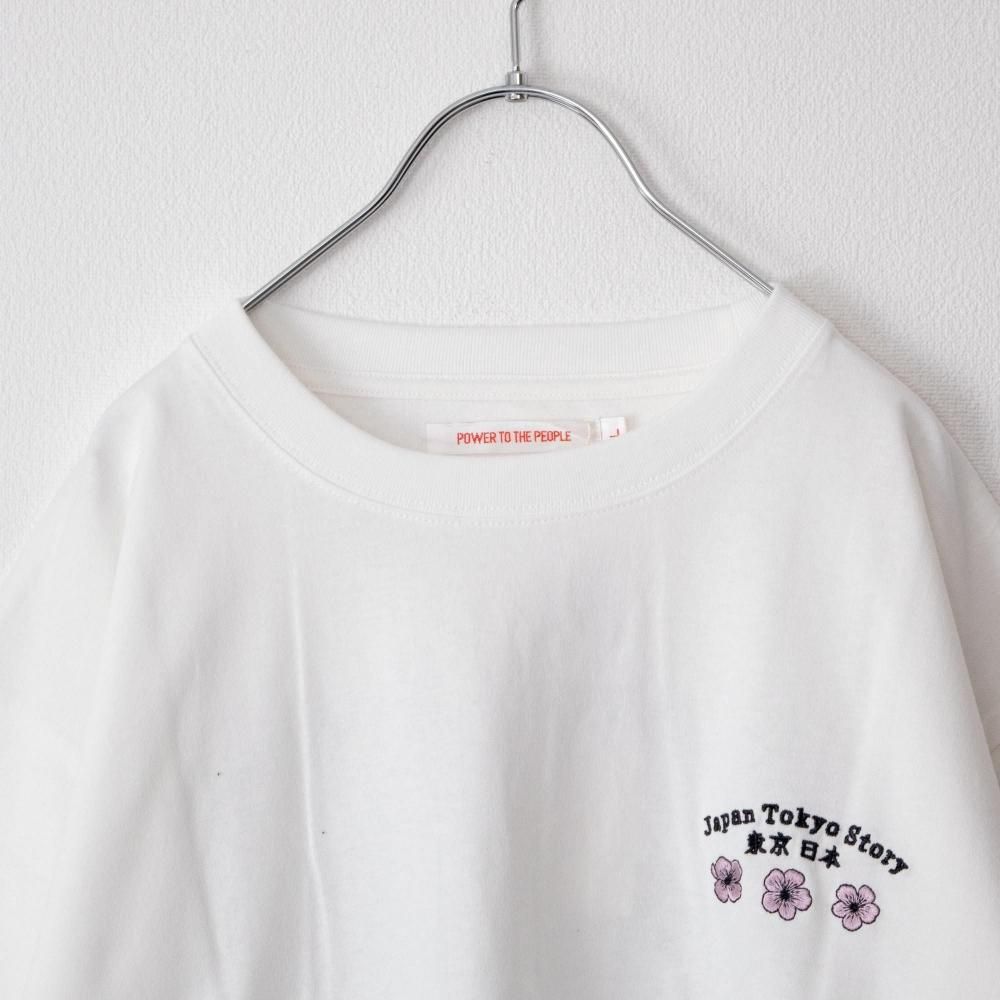 POWER TO THE PEOPLE JAPAN Series DARUMA 刺繍 半袖 Tシャツ WHITE
