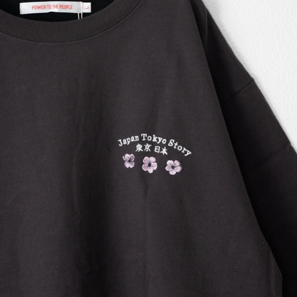 POWER TO THE PEOPLE JAPAN Series DARUMA 刺繍 半袖 Tシャツ CHARCOAL