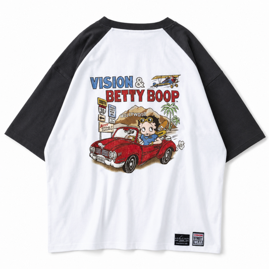 VISION STREET WEAR Betty Boop ラグランTシャツ CHARCOAL/WHITE
