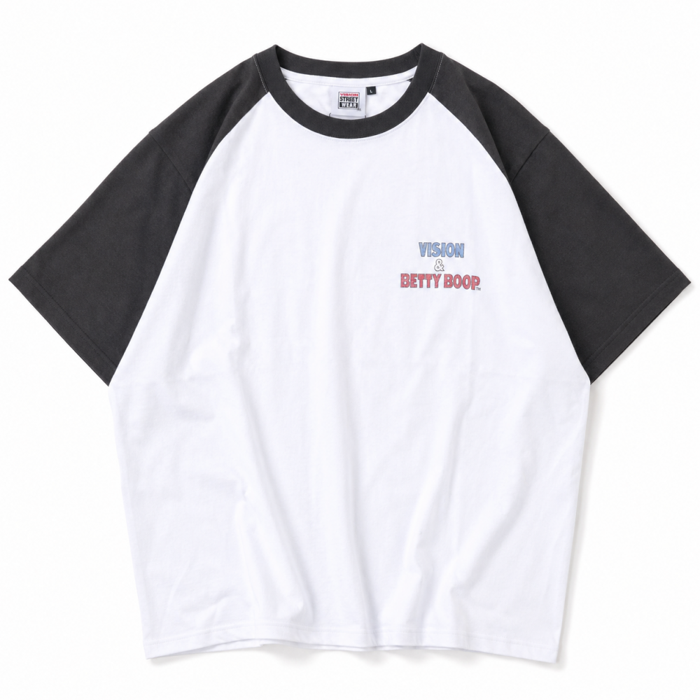 VISION STREET WEAR Betty Boop ラグランTシャツ CHARCOAL/WHITE
