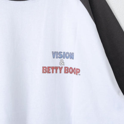 VISION STREET WEAR Betty Boop ラグランTシャツ CHARCOAL/WHITE