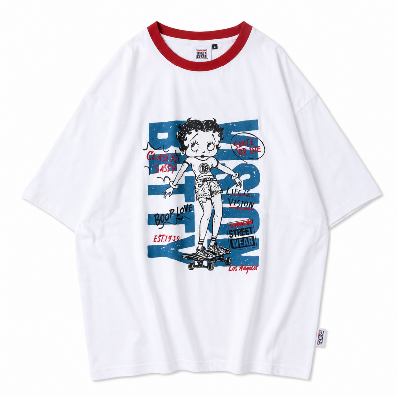 VISION STREET WEAR Betty Boop Graffiti Tシャツ WHITE/RED